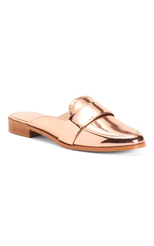 Slip On Metallic Loafer Mules