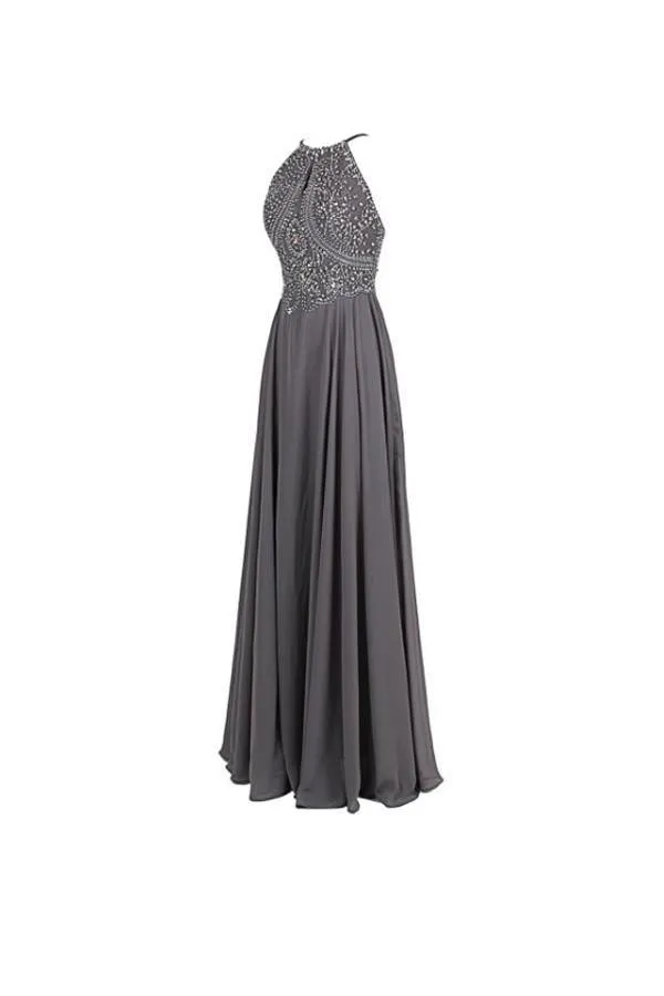 Straps Formal Gowns Beading Prom Evening Dresses Backless PG263