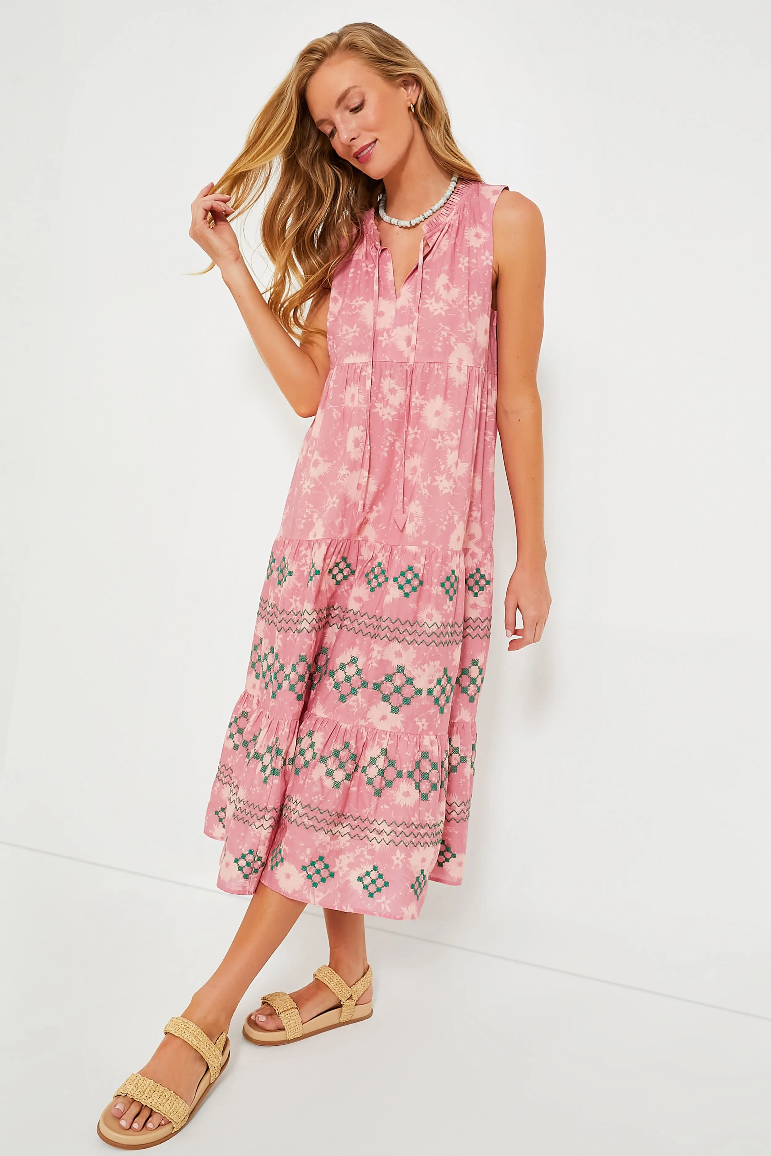 Strawberry Blossom Embroidered Salty Paloma Caftan