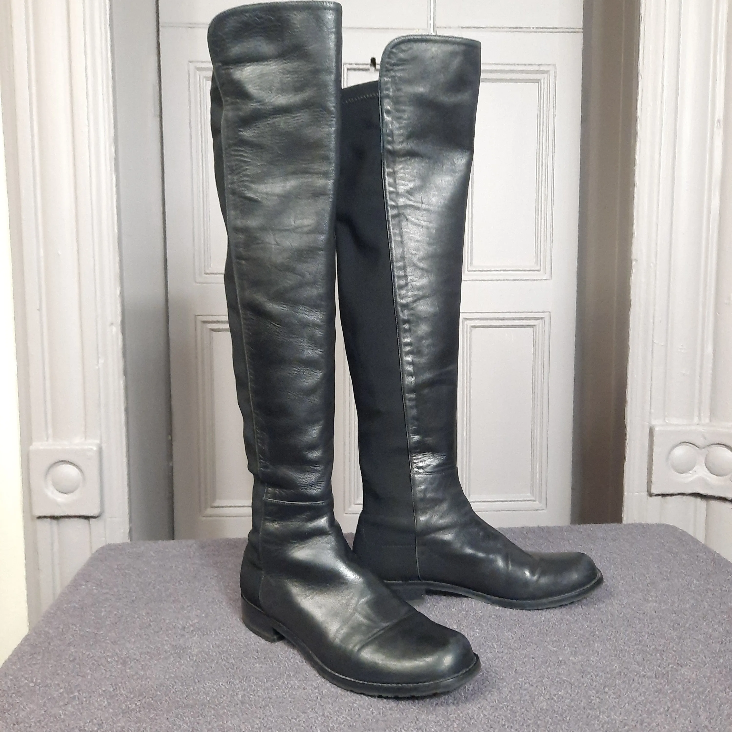 Stuart Weitzman 5050 Boots Black Nappa Size 6.5