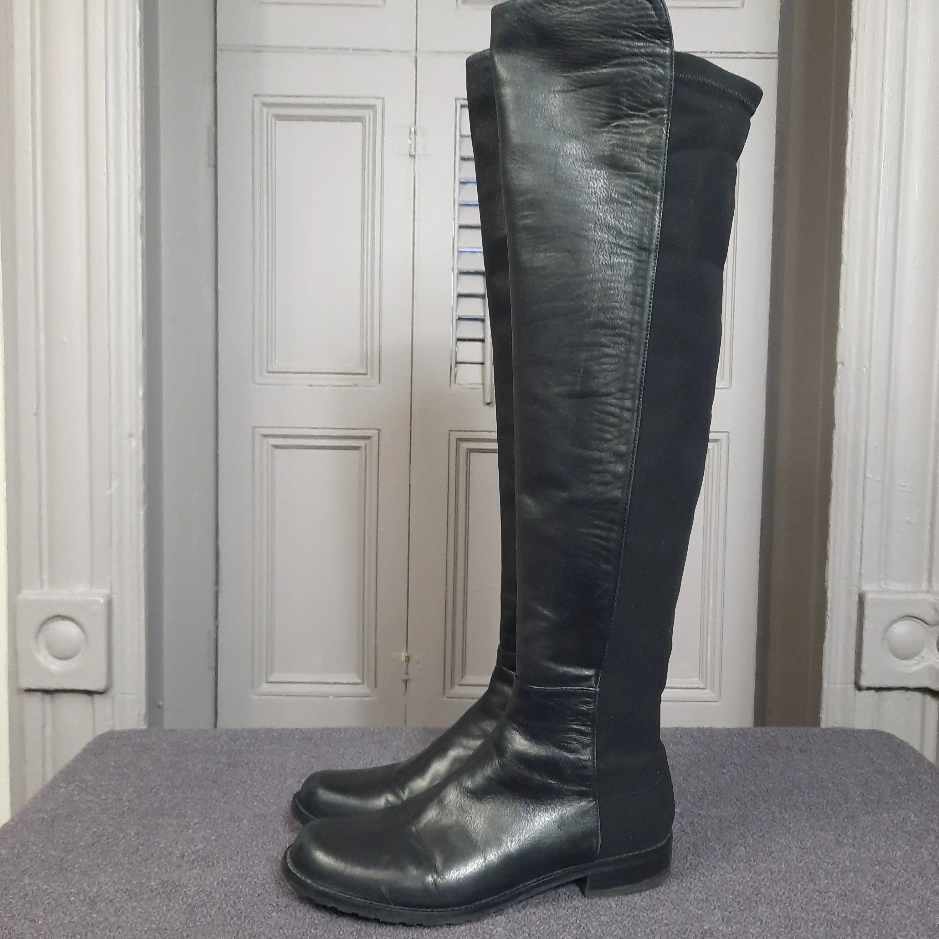 Stuart Weitzman 5050 Boots Black Nappa Size 6.5