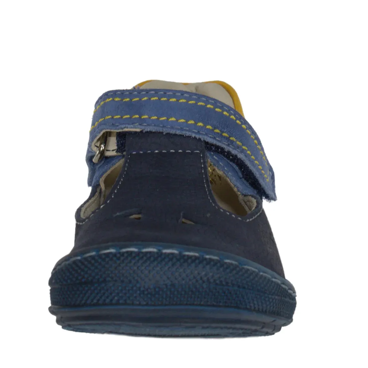 Szamos Kid Boy Sandals In Light And Navy Blue Color And Tractor Pattern With Velcro Strap - Made In Europe