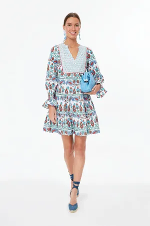 Teal and Seagrass Block Print Kenzo Dress