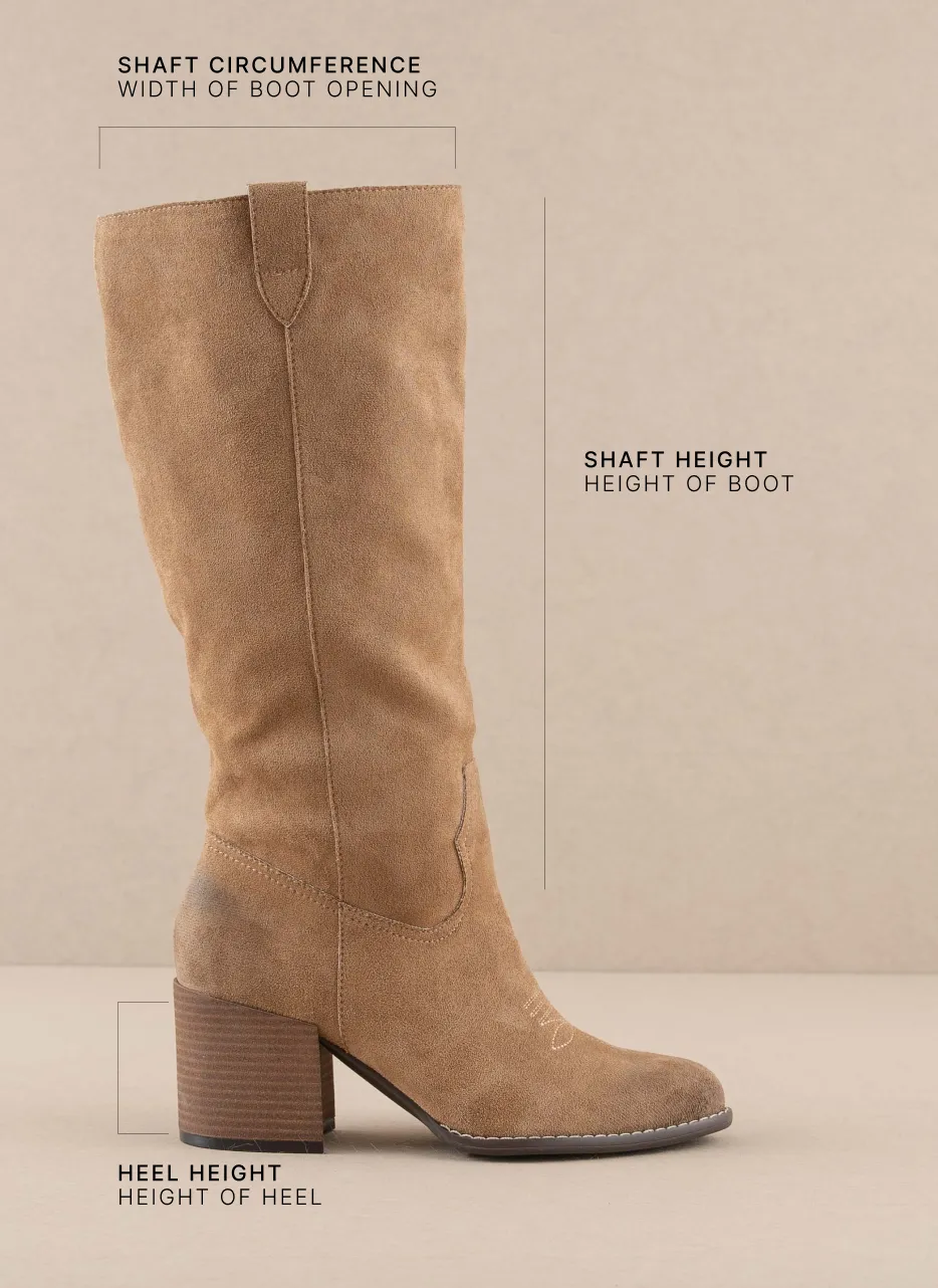 The Roxanne | Latte Knee High Western Bucket Boot