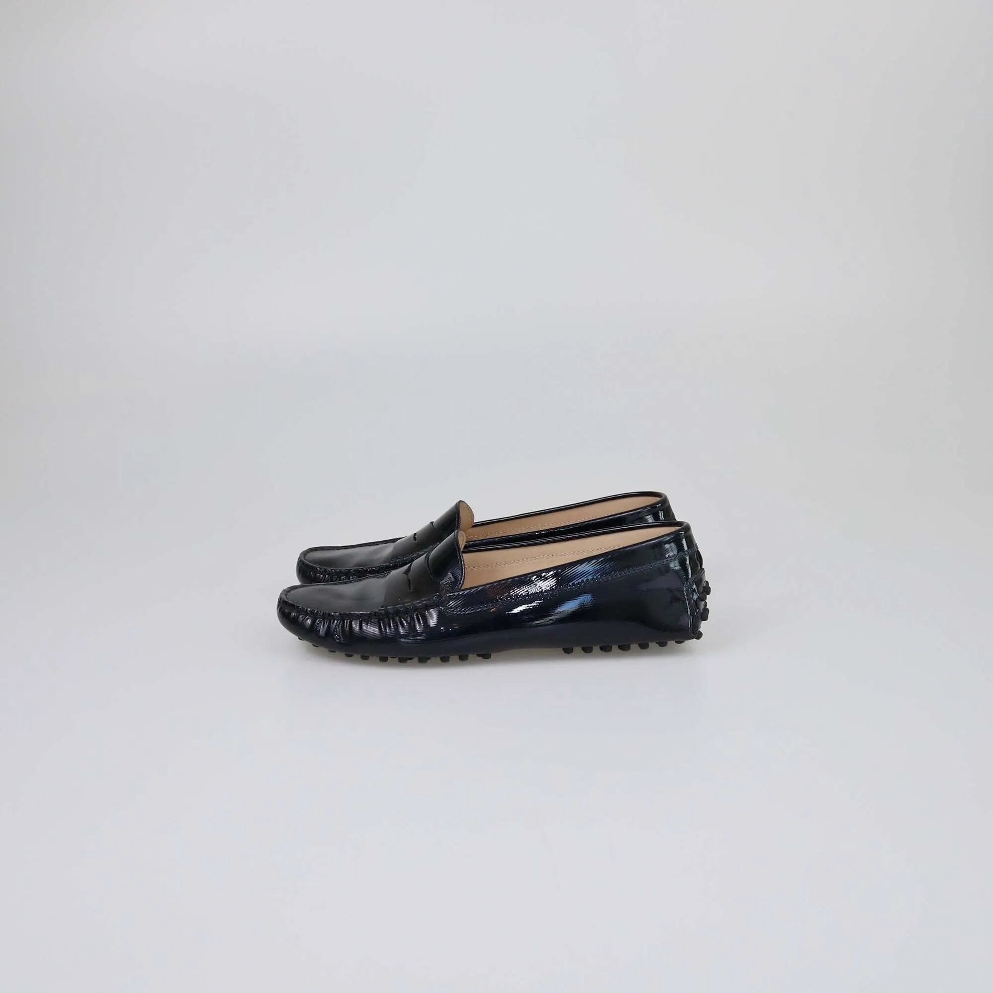 Tod's Midnight Blue Patent Gommino Driving Loafers