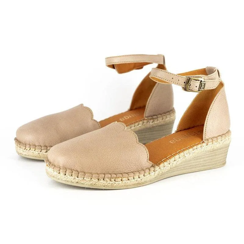 Tsonga Inkantolo Leather Espadrille Wedge - Stone Brillo