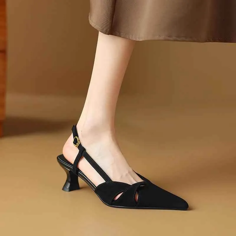 TSS26 Women's Casual Shoes - Leather Sandals - Thin Heels Pumps