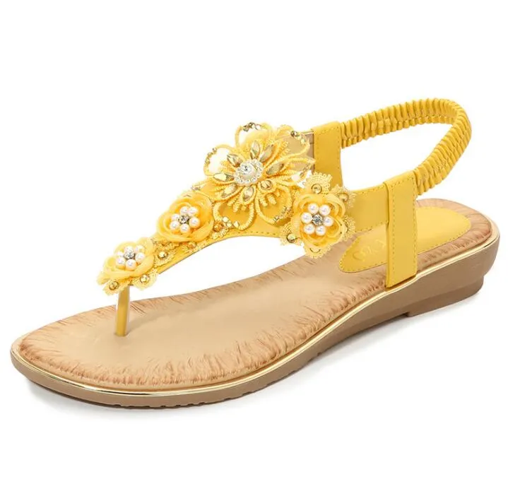 Vanccy Open Toe Flowers Bohemian Sandals