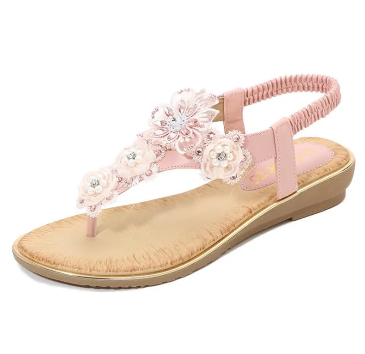 Vanccy Open Toe Flowers Bohemian Sandals