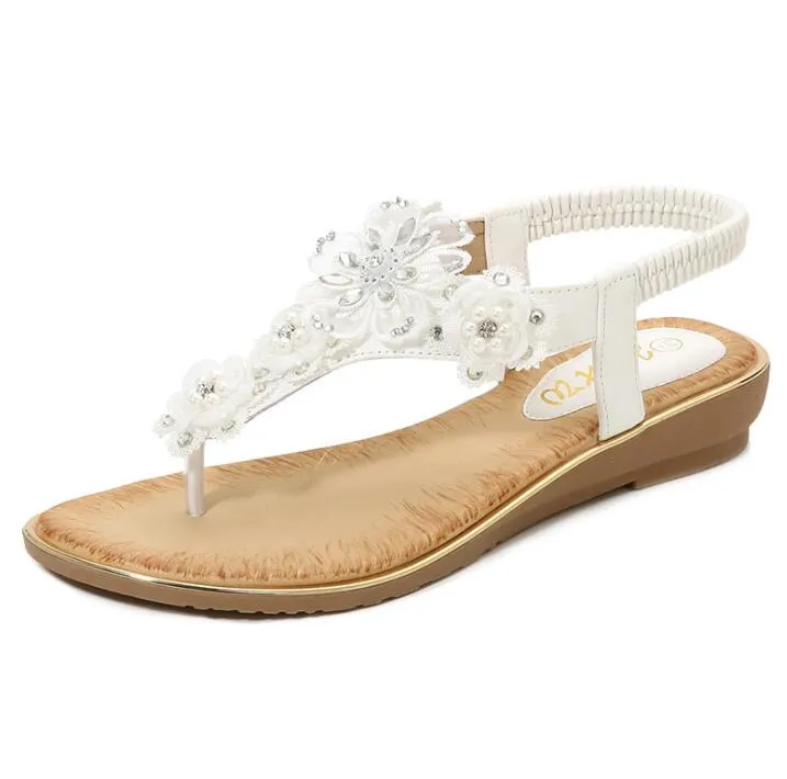 Vanccy Open Toe Flowers Bohemian Sandals