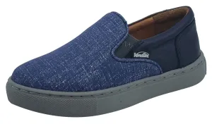 Venettini Girl's and Boy's Blue Denim Skylar Leather Slip-On Sneaker