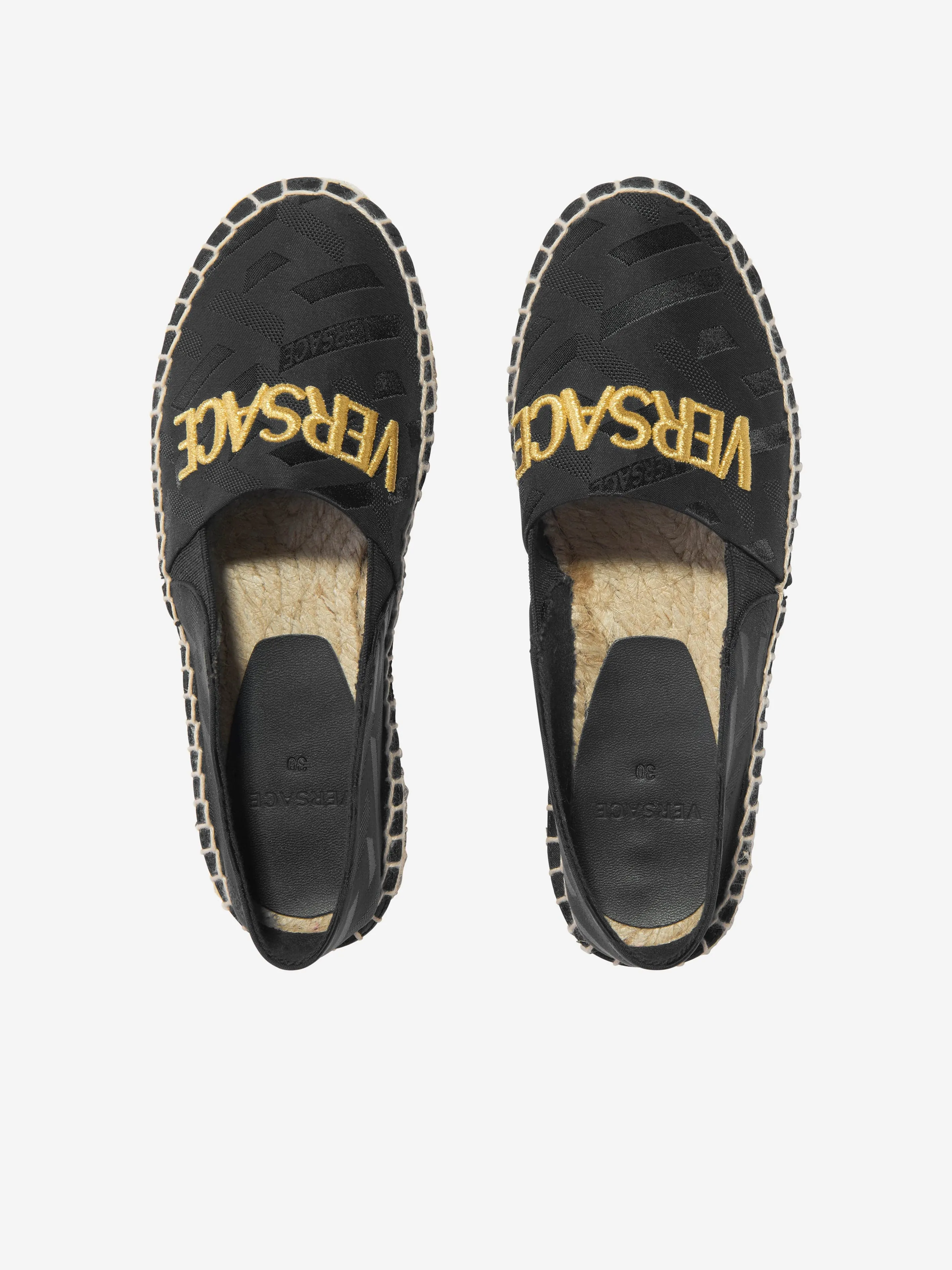 Versace Kids Logo Espadrilles in Black