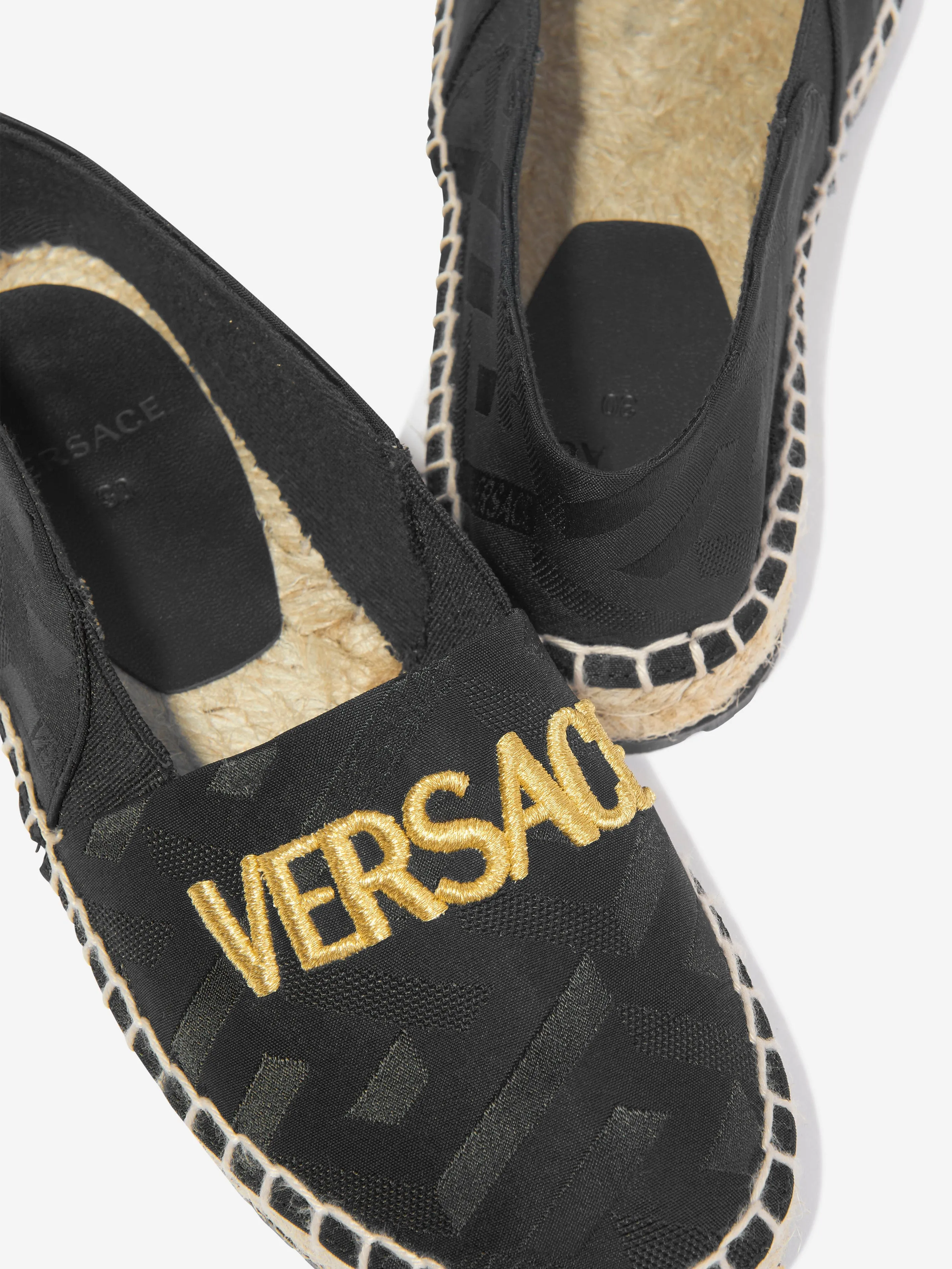 Versace Kids Logo Espadrilles in Black