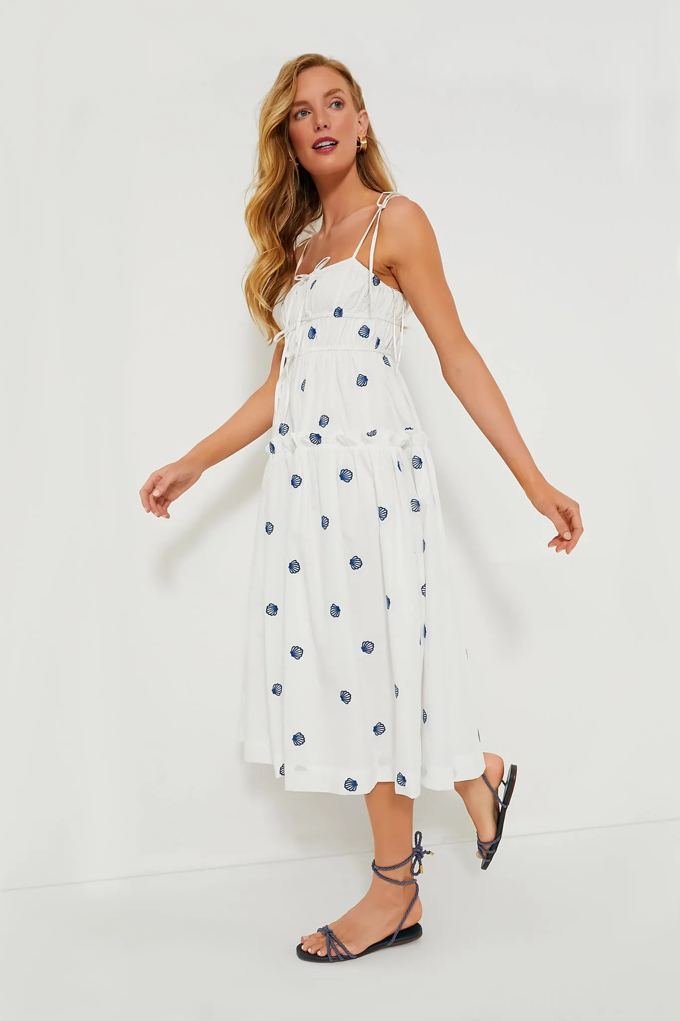 White Blue Alani Midi Dress