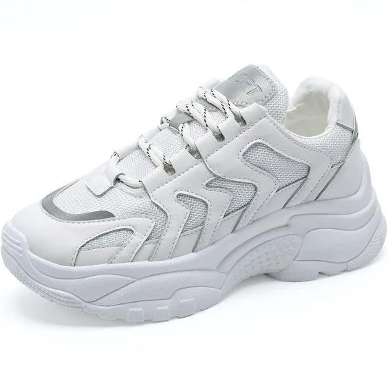 White/Black/Beige Trendy Dad Sneaker Shoes