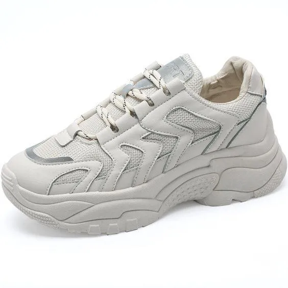 White/Black/Beige Trendy Dad Sneaker Shoes