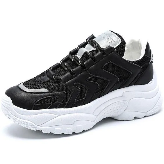 White/Black/Beige Trendy Dad Sneaker Shoes