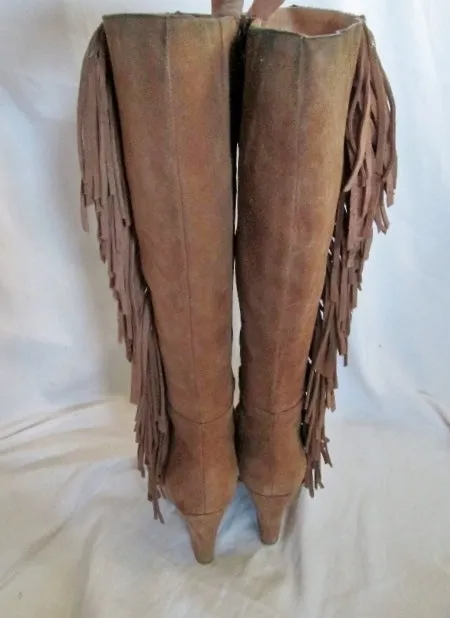 Women DENIM & SUPPLY RALPH LAUREN DARCIE Suede Fringe Boots BROWN 8 Hippie Boho