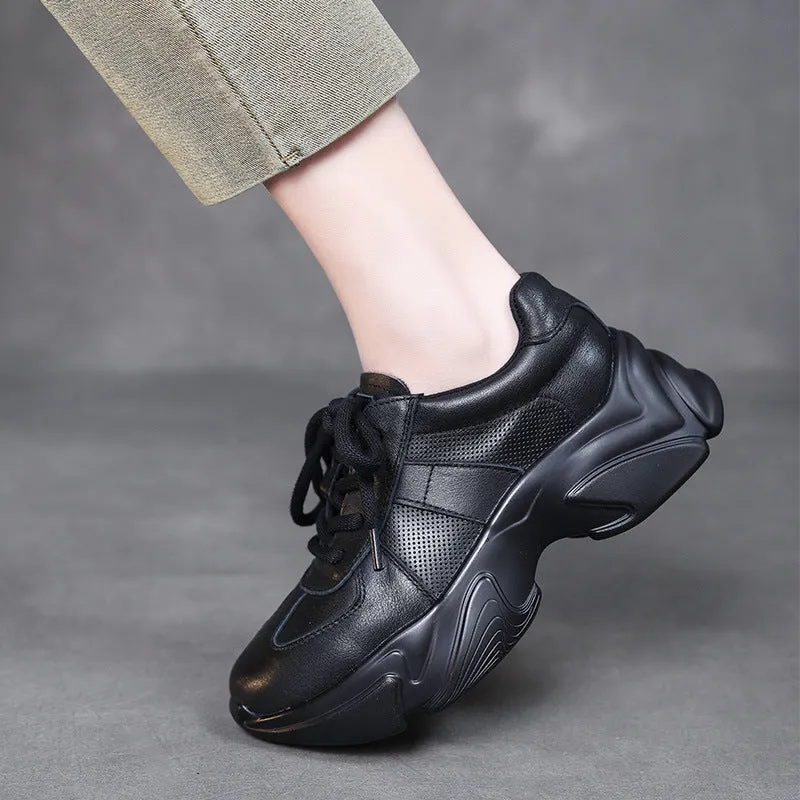 Women Minimalism Leather Casual Platform Dad Shoes