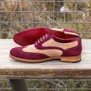 Women's Full Brogue Leather Shoes Brown Burgundy 3954