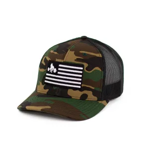 WSBB Snapback Trucker Hat Grey/Black Camo/Black